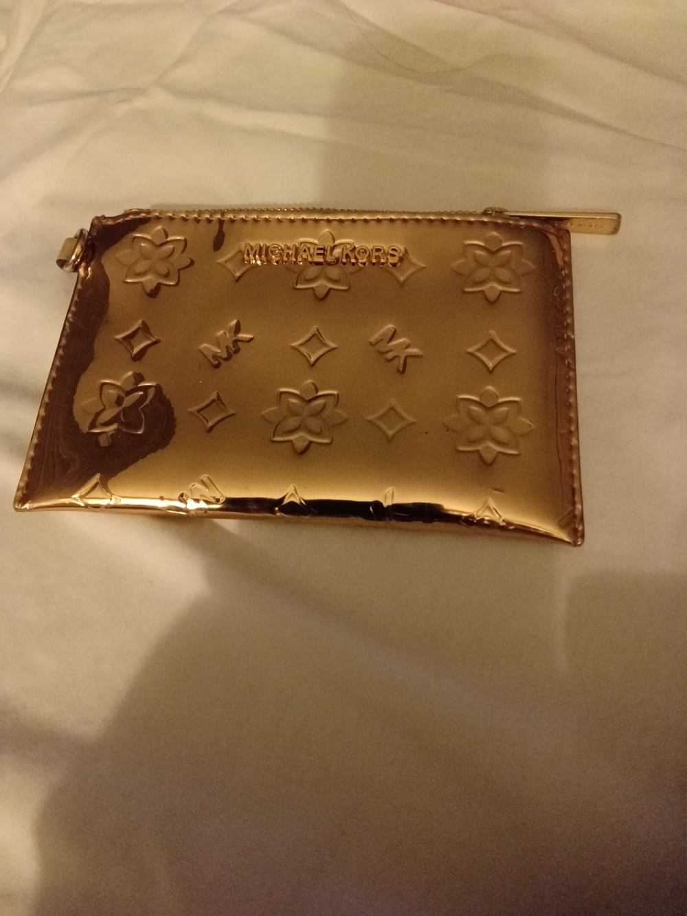Michael Kors Gold Metallic Zip Pouch